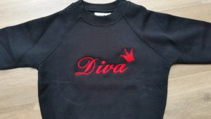 diva_prism_embroidery sweatshirt embroidery 'diva' logo